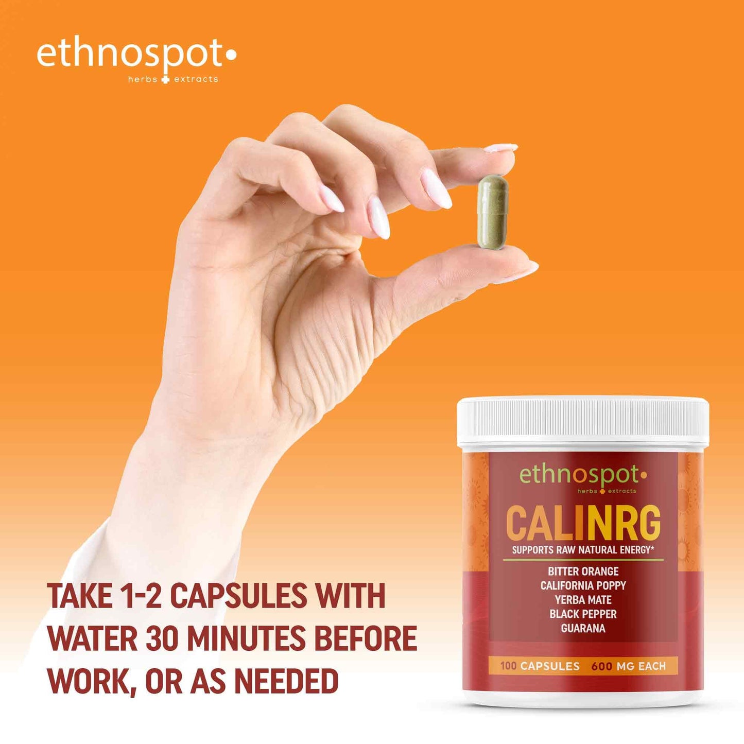 CaliNRG Capsules - Focus & Energy Support Herbal Supplement