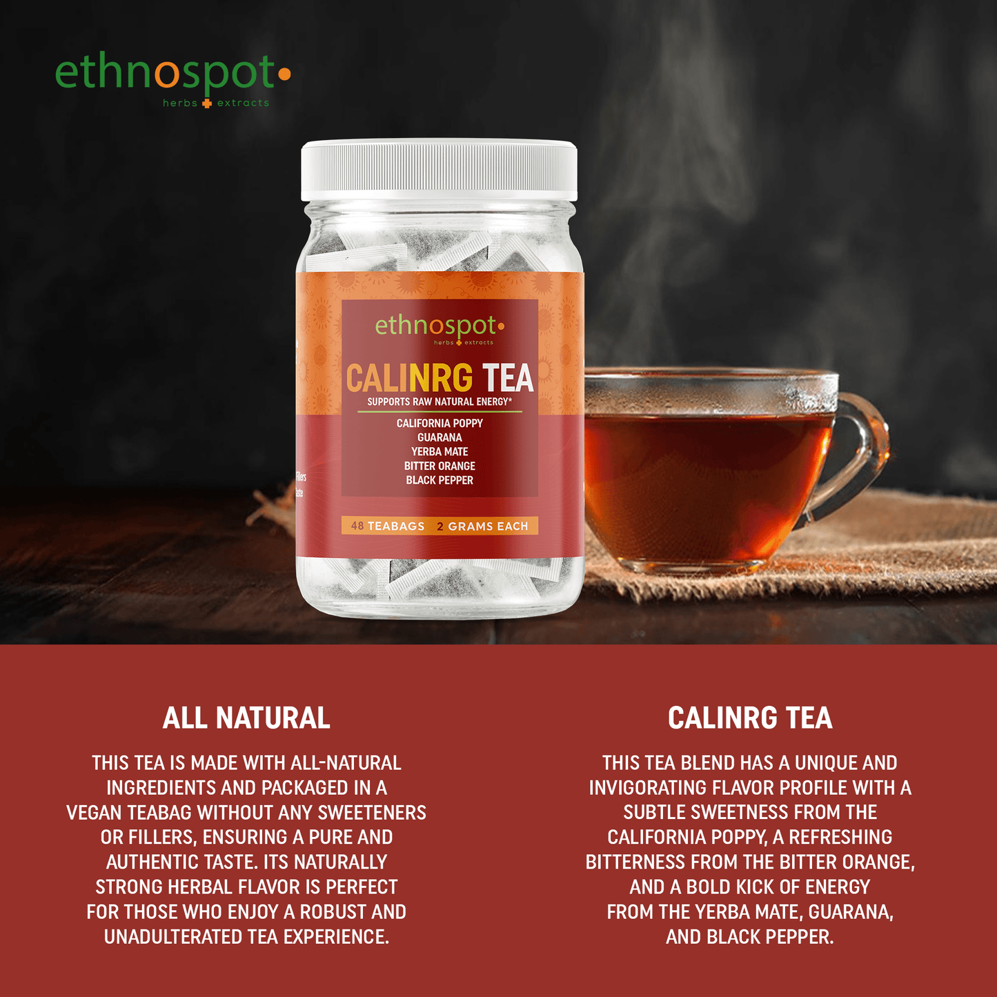 Cali NRG Teabags - Focus & Energy Support Herbal Tea