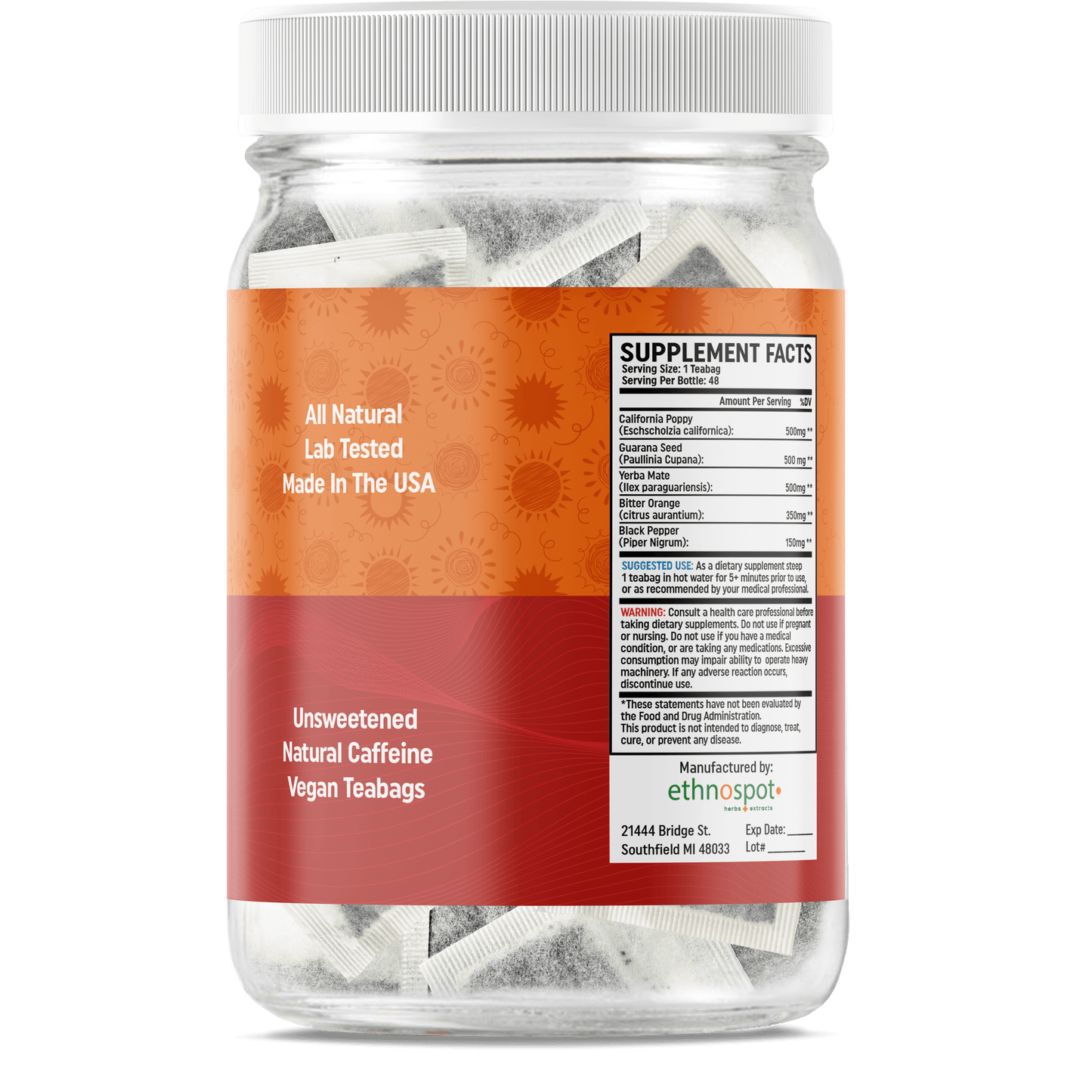 Cali NRG Teabags - Focus & Energy Support Herbal Tea