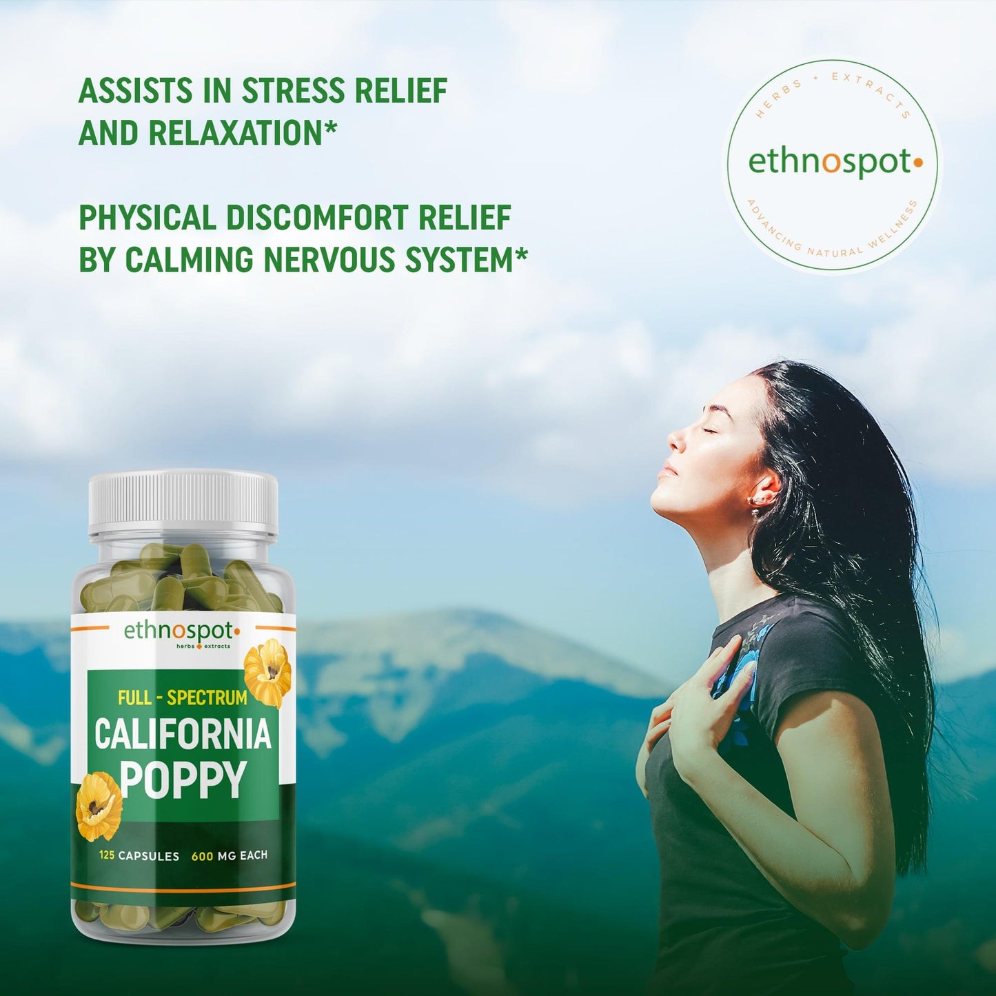 California Poppy Capsules - Relaxing Herbal Supplement