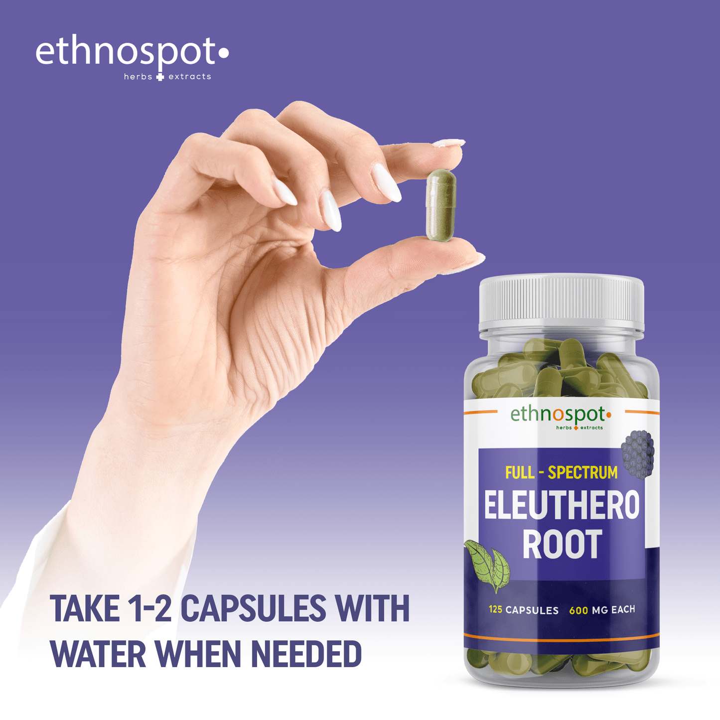 Eleuthero Root Capsules - Energy Enhancing Herbal Supplement
