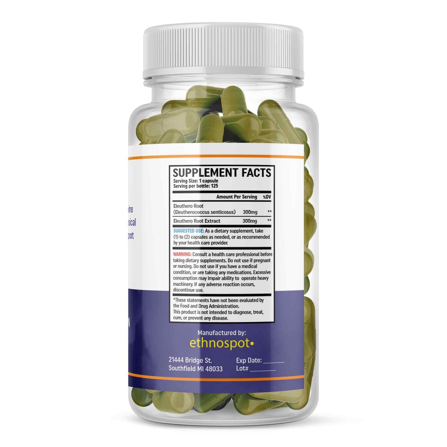 Eleuthero Root Capsules - Energy Enhancing Herbal Supplement