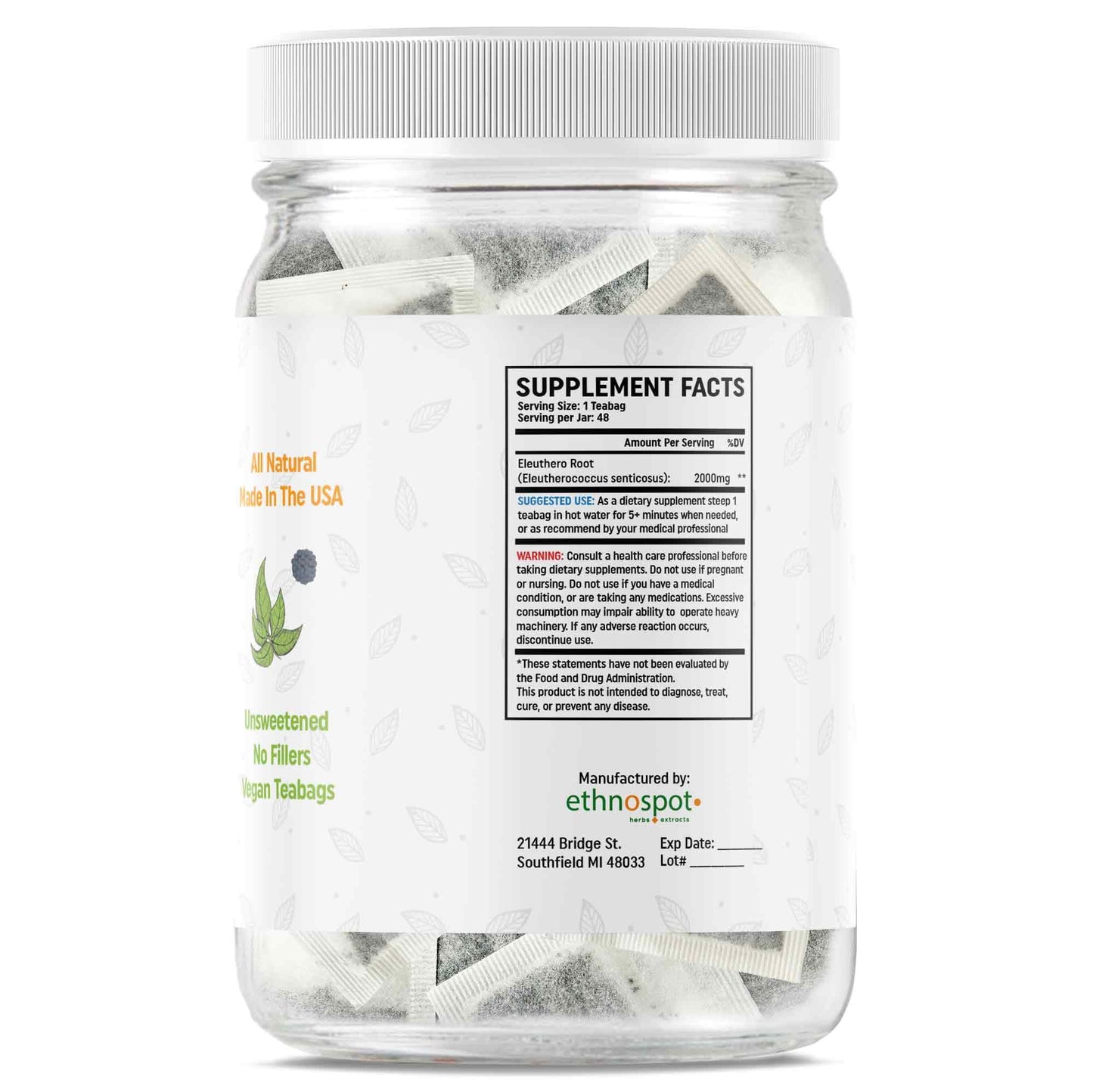 Eleuthero Root Teabags- Energy Enhancing Herbal Tea