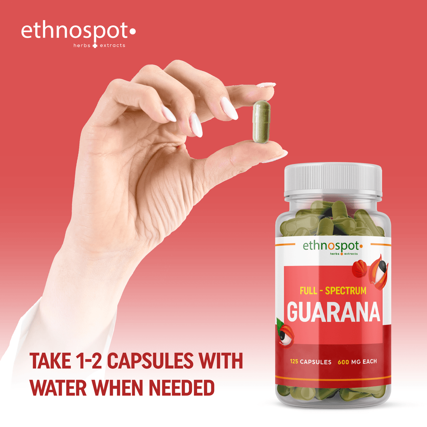 Guarana Capsules - Energy Boosting Herbal Supplement