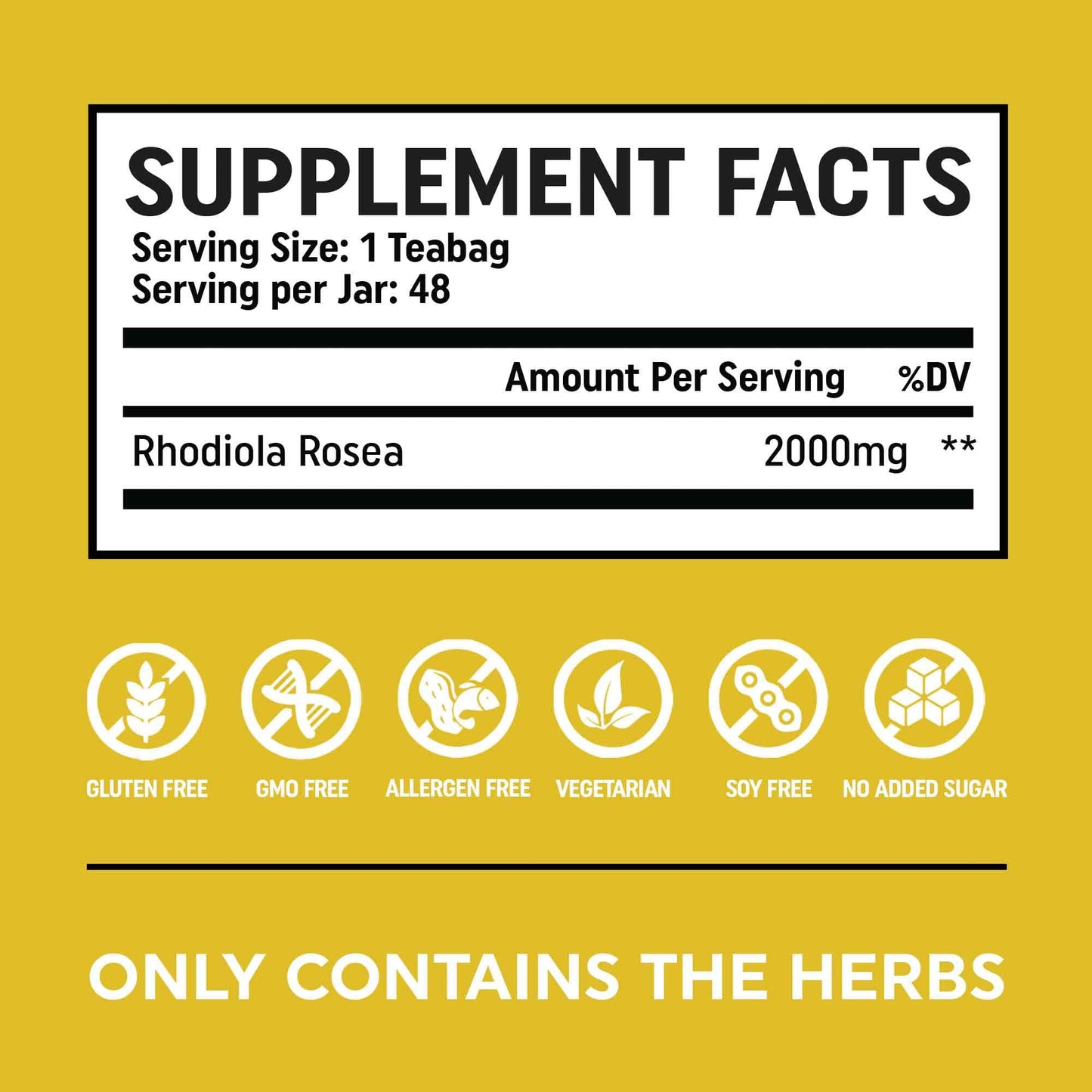 Rhodiola Rosea Teabags - Stress Reducing Adaptogenic Herbal Tea