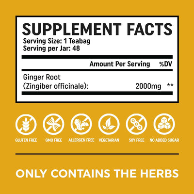 Ginger Root Teabags - Digestive Support Herbal Tea