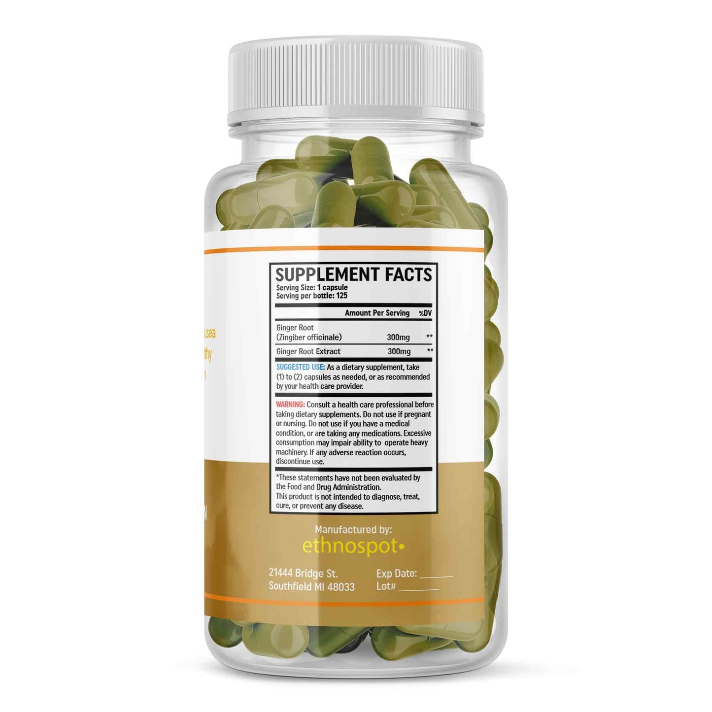 Ginger Root Capsules - Digestive Support Herbal Supplement