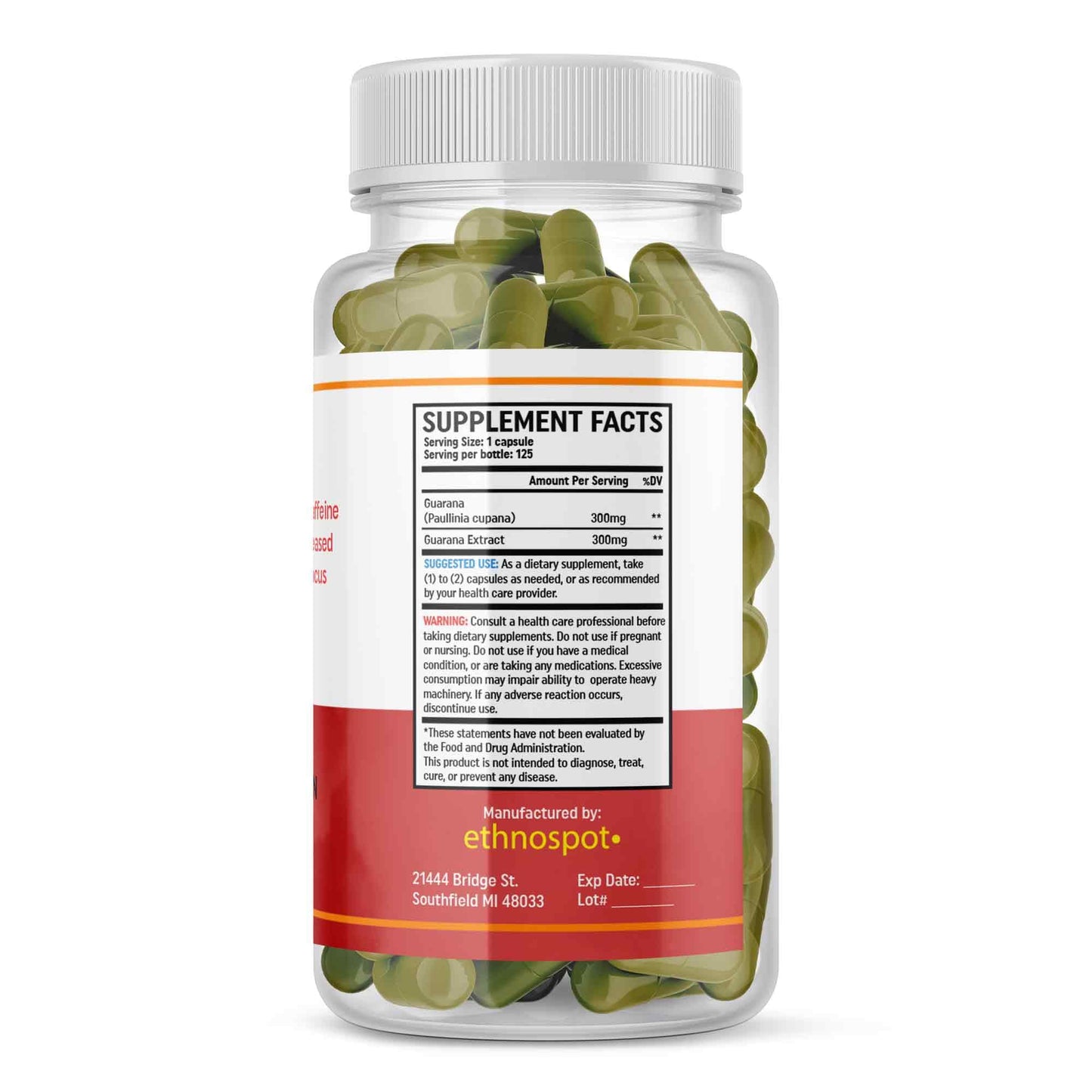 Guarana Capsules - Energy Boosting Herbal Supplement
