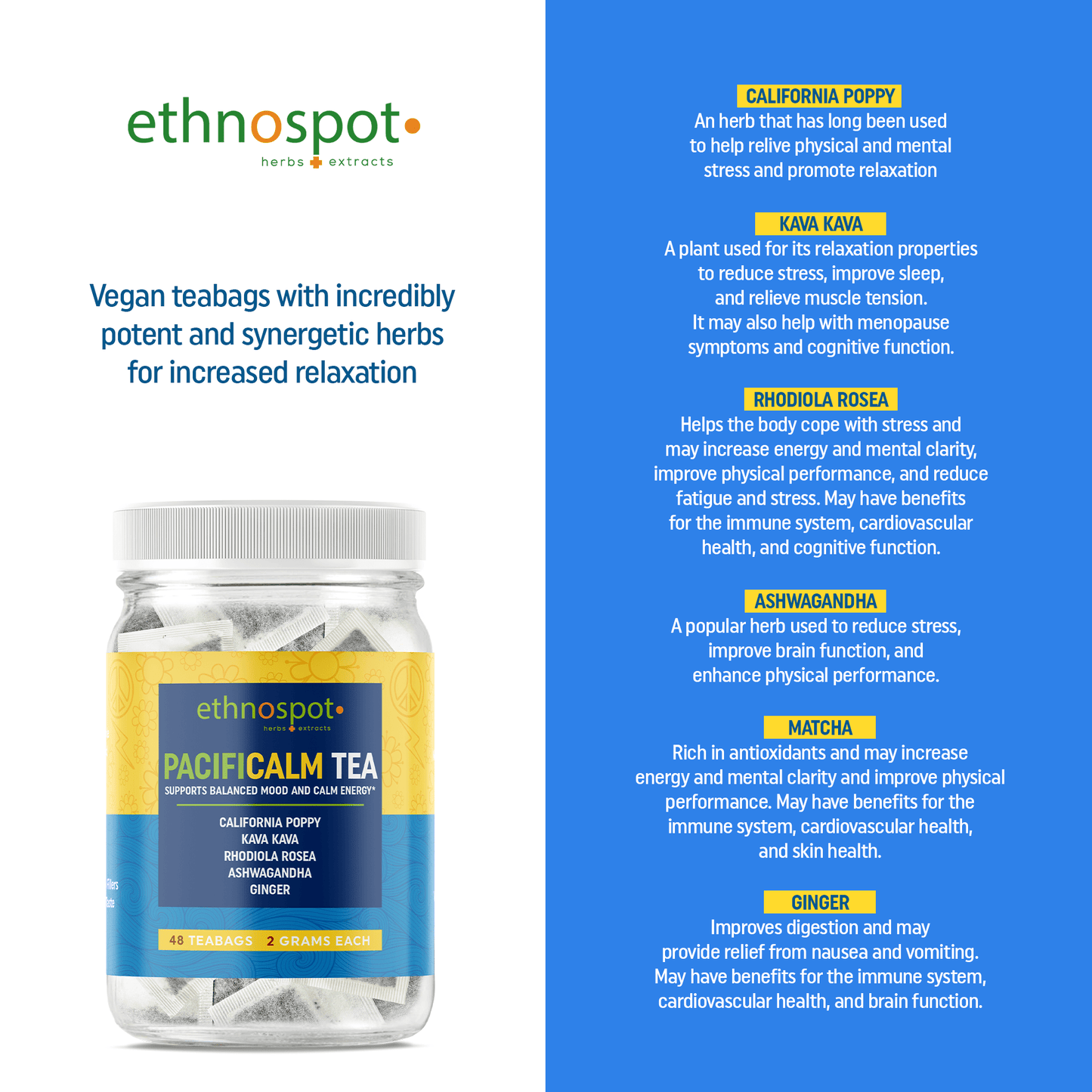 PacifiCalm Teabags - Anytime Relaxation Herbal Tea