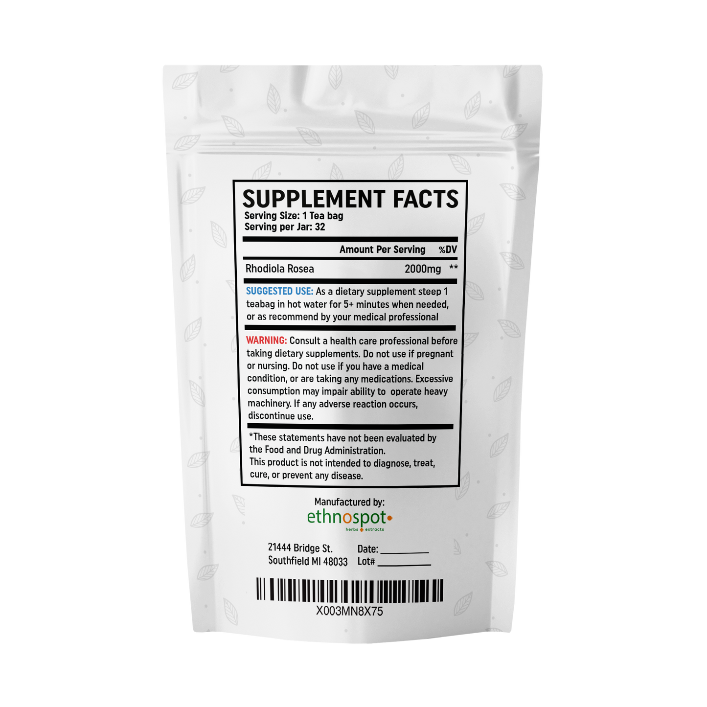 Rhodiola Rosea Tea - 32 Teabags