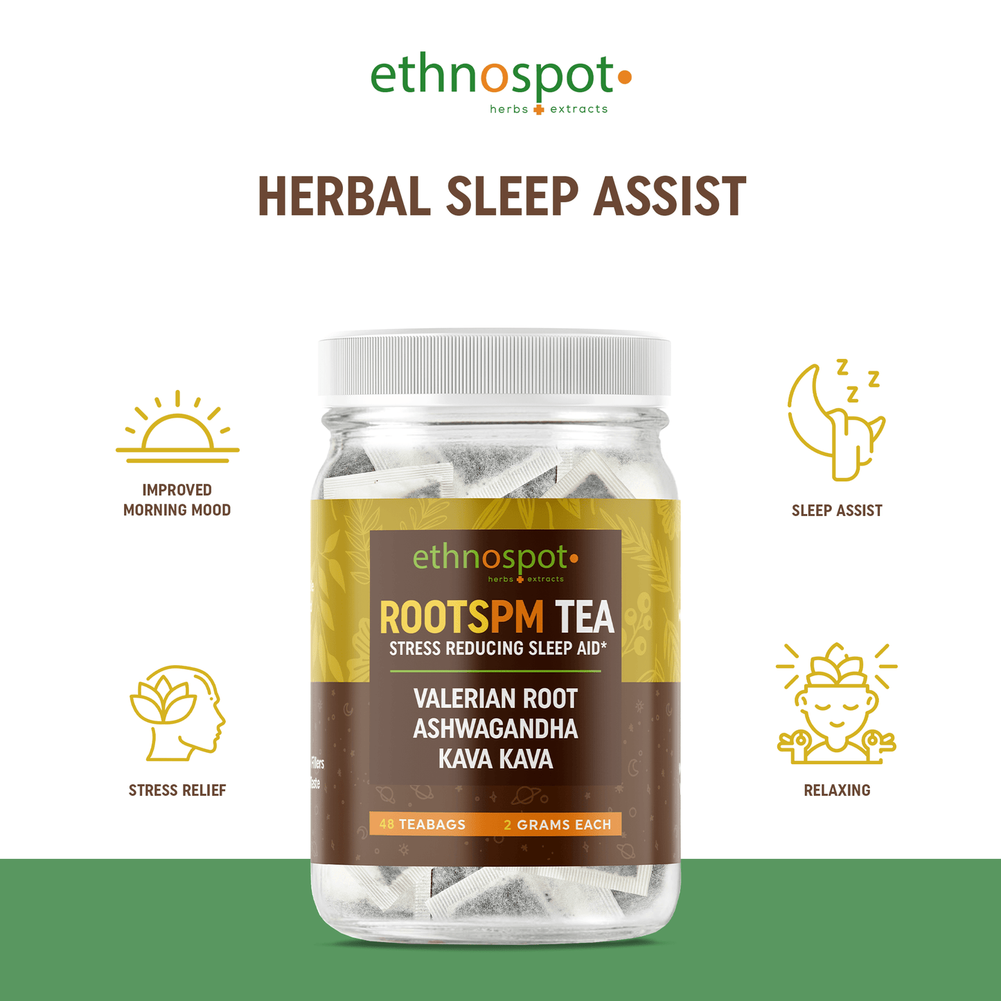 RootsPM Teabags - Nighttime Stress Reducing Herbal Tea