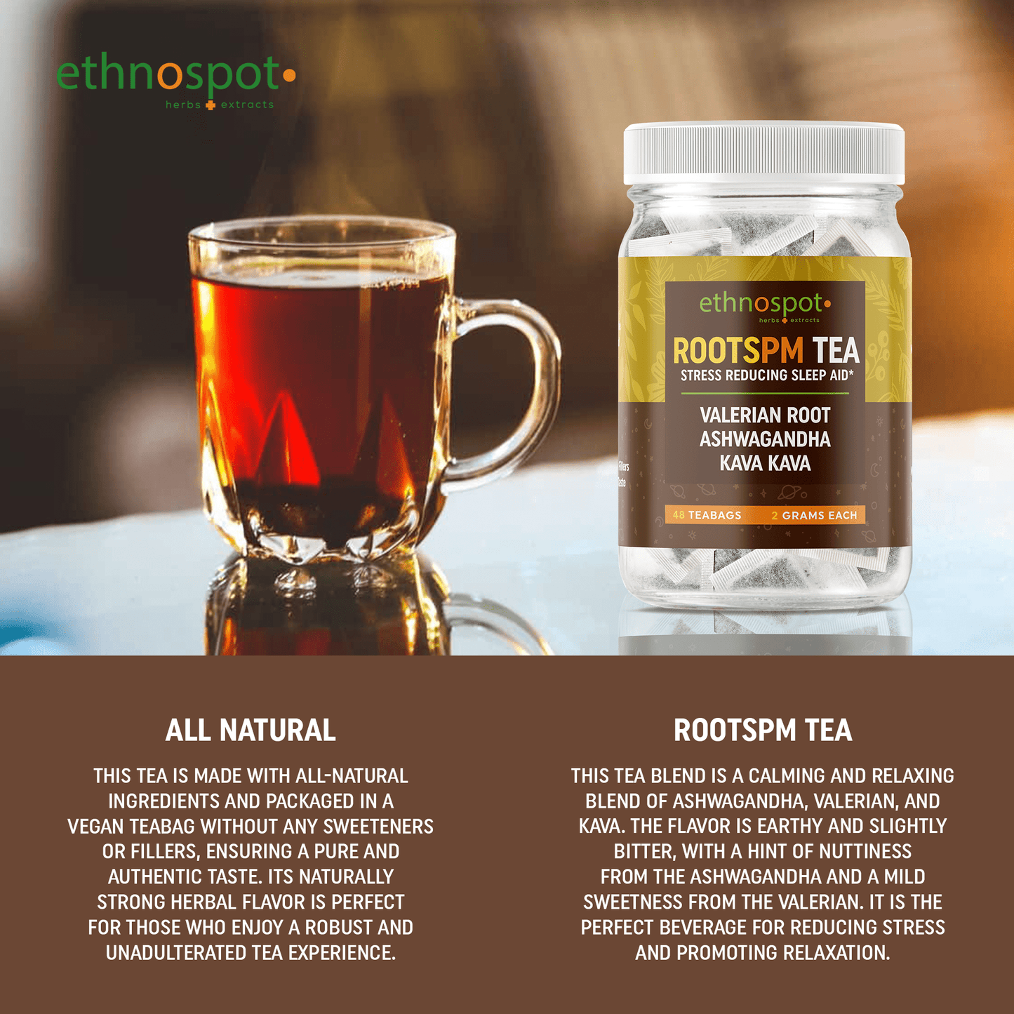 RootsPM Teabags - Nighttime Stress Reducing Herbal Tea