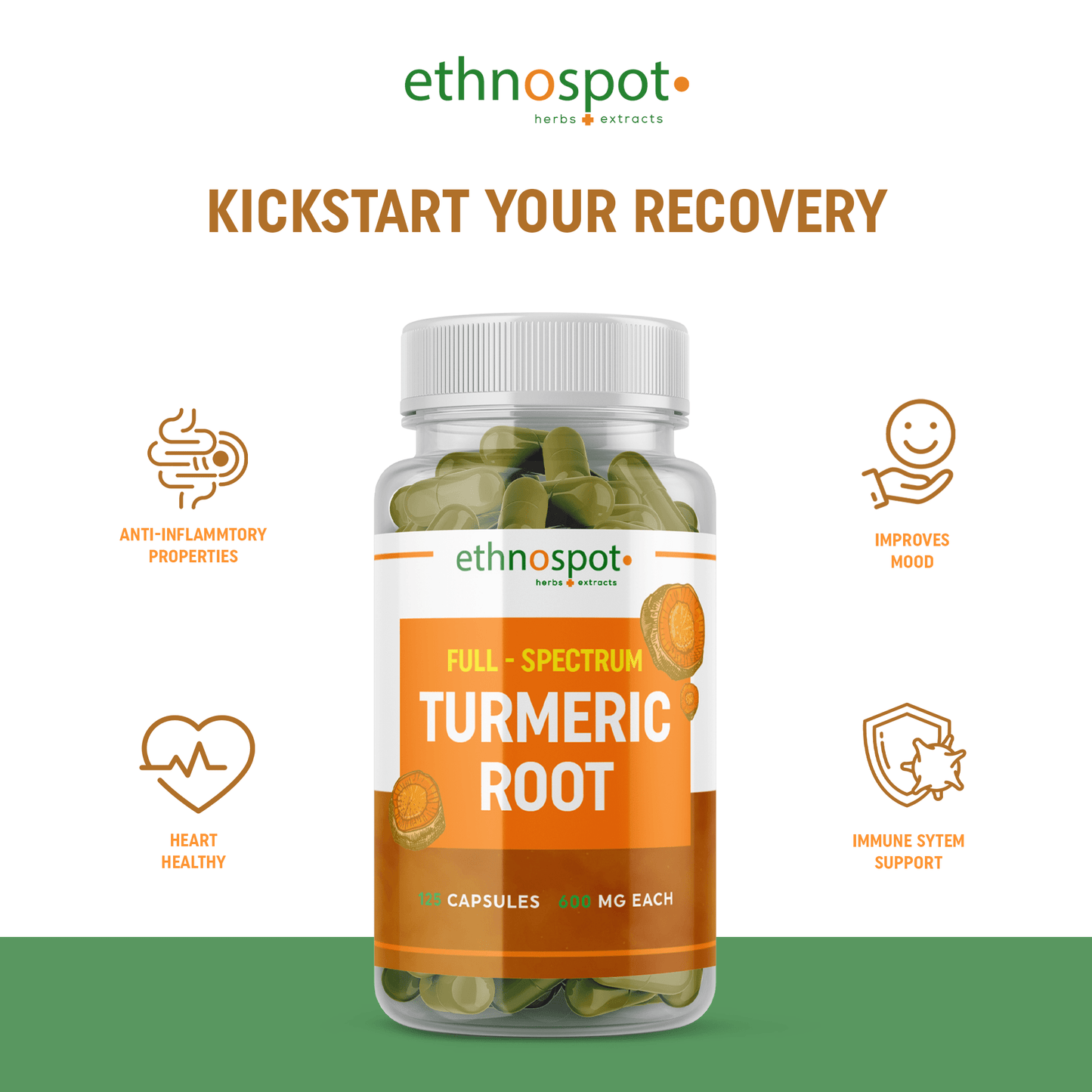 Turmeric Root Capsules - Anti-Inflammatory Herbal Supplement