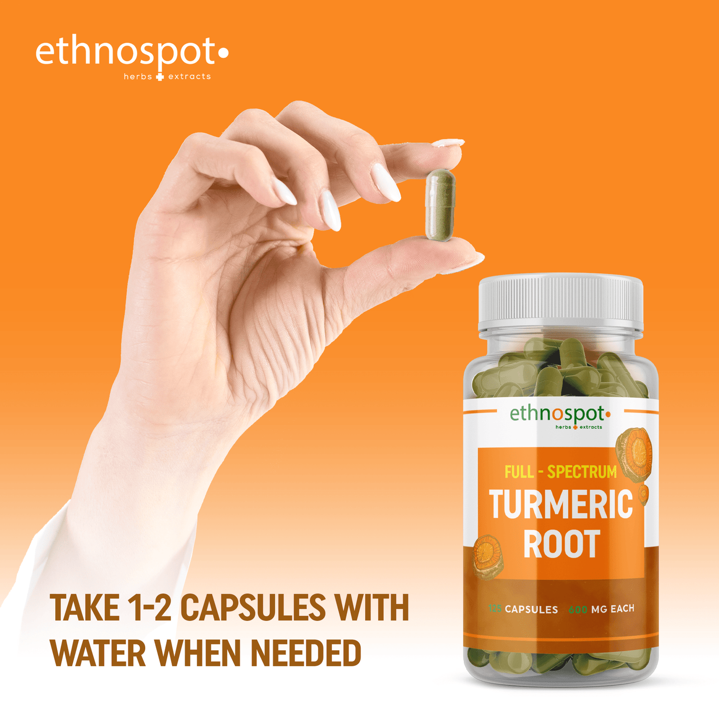 Turmeric Root Capsules - Anti-Inflammatory Herbal Supplement