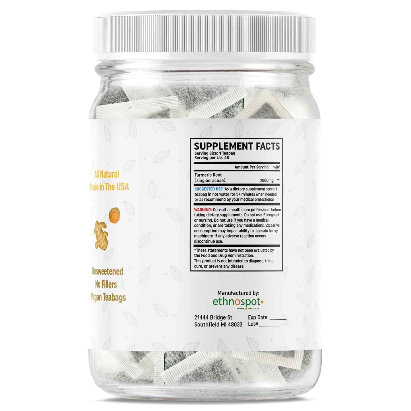 Turmeric Root Teabags - Anti-Inflammatory Herbal Tea