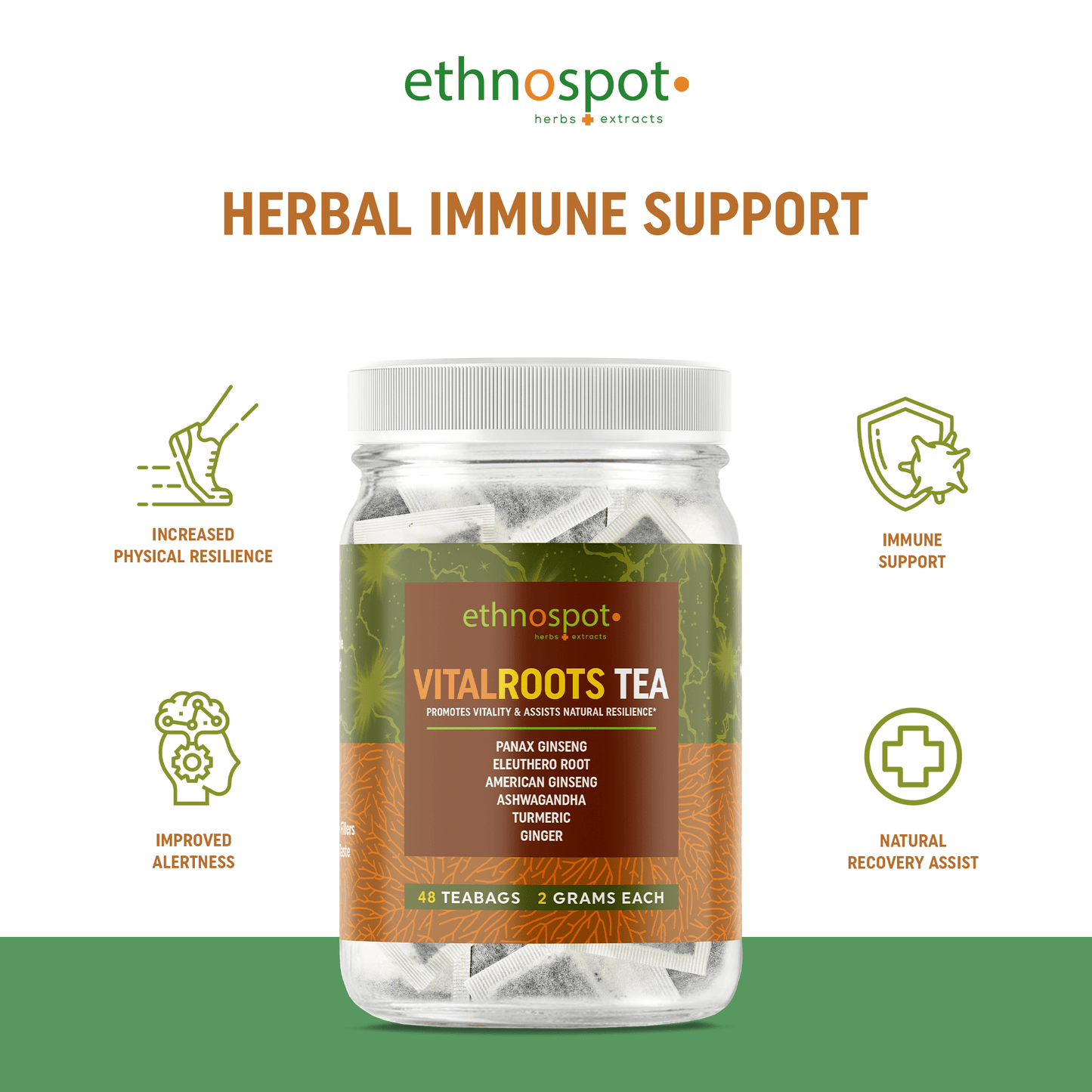 VitalRoots Teabags - Immune Support & Vitality Promoting Herbal Tea
