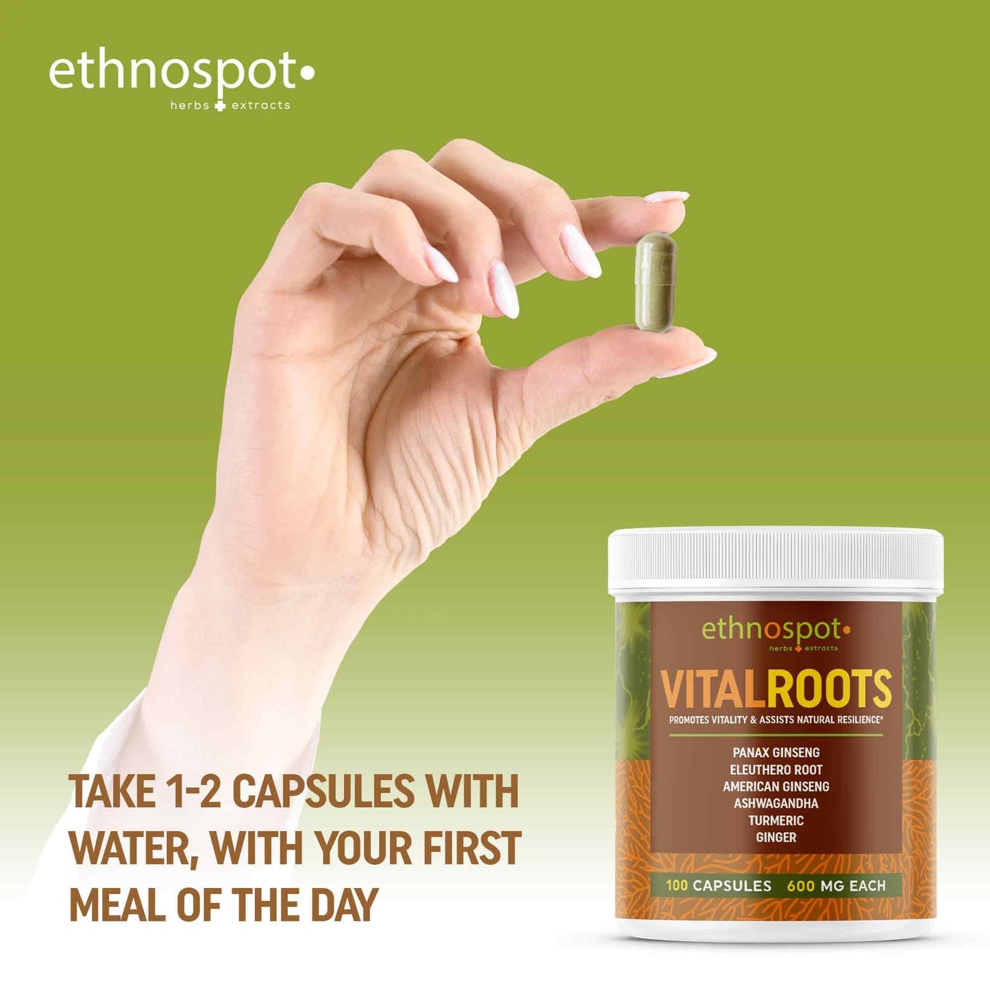 VitalRoots Capsules - Immune Support & Vitality Promoting Herbal Supplement