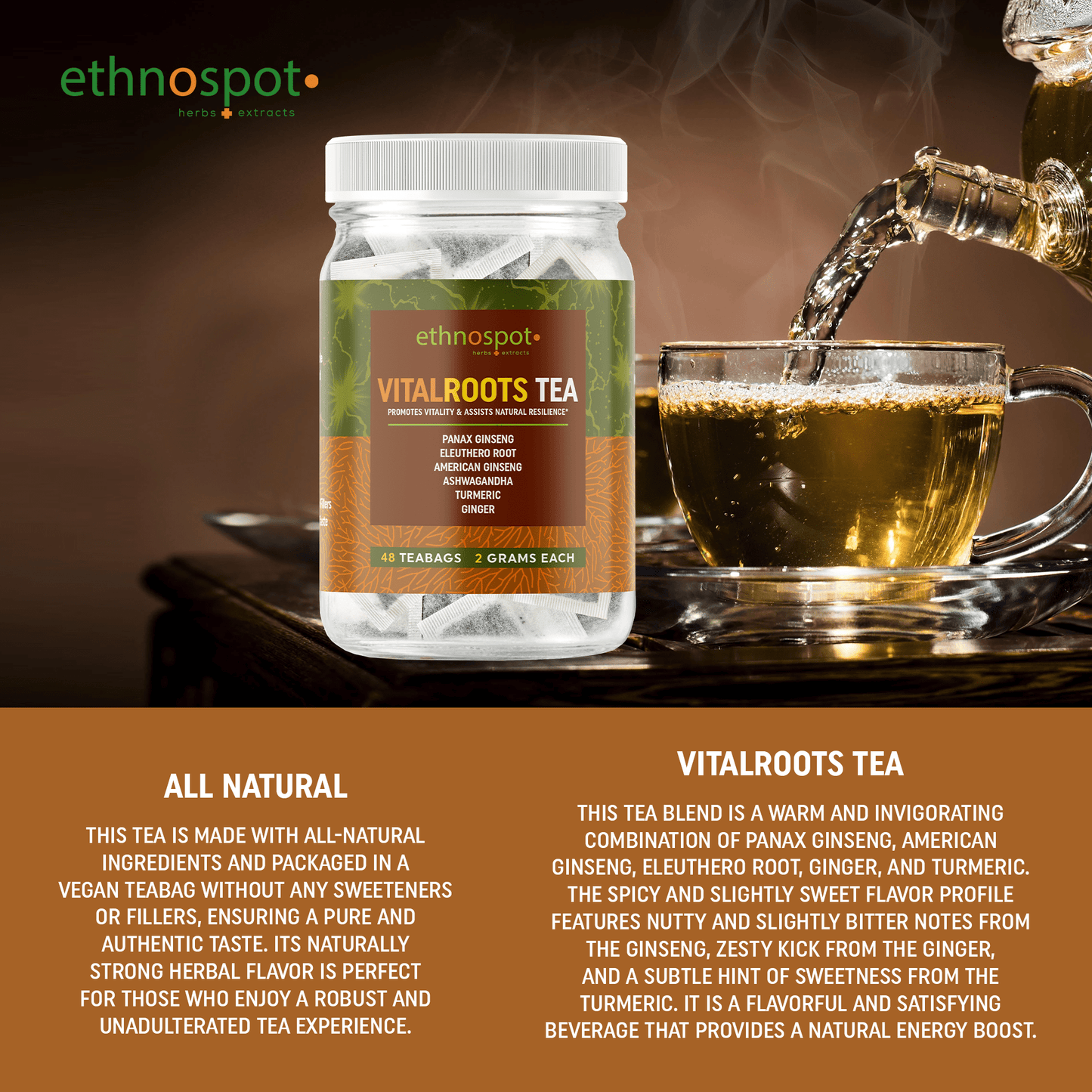 VitalRoots Teabags - Immune Support & Vitality Promoting Herbal Tea