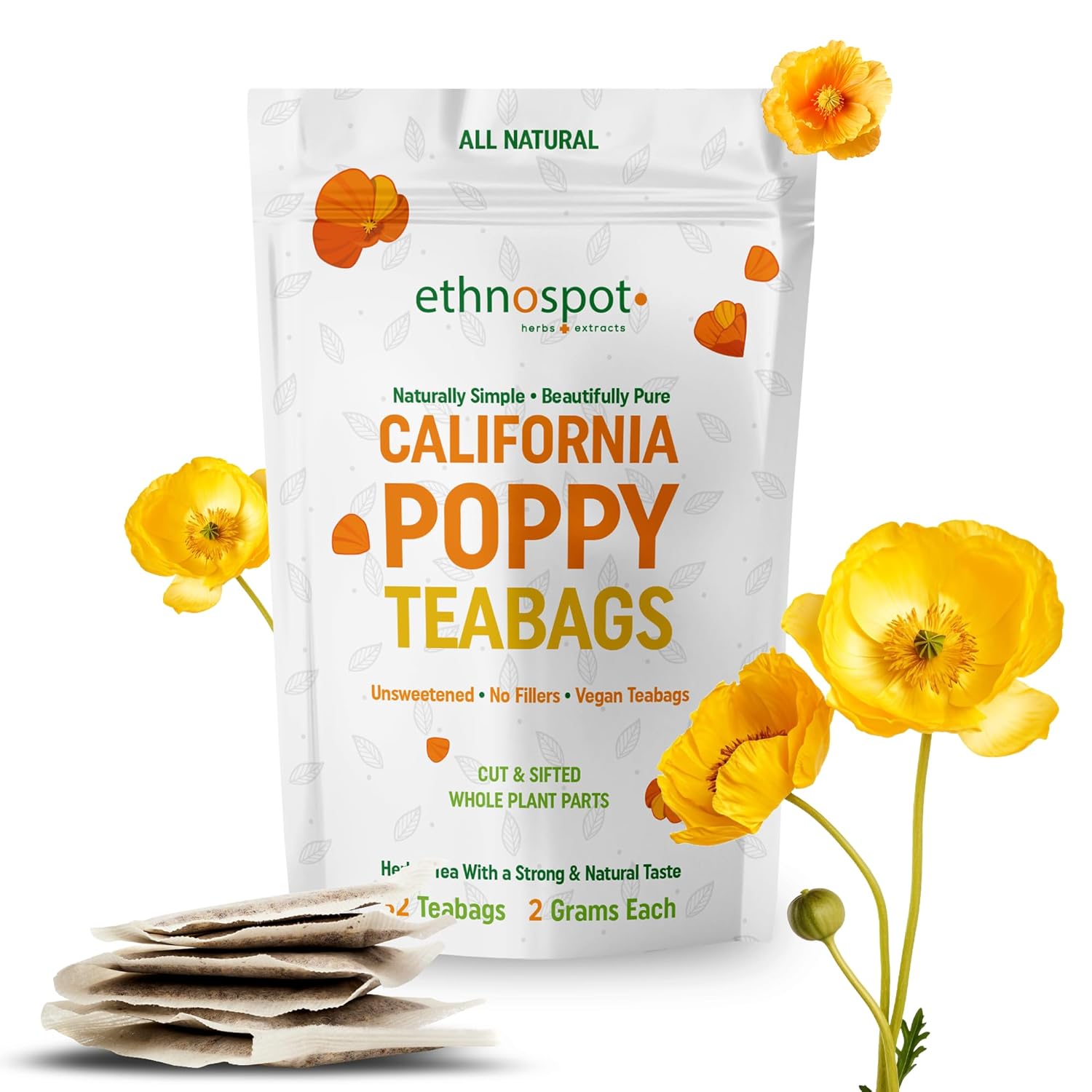 California Poppy Teabags - 100% Natural Herbal Tea For Relaxation Sleep ...