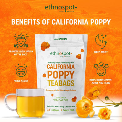 Pure California Poppy Tea - 32 Vegan Teabags