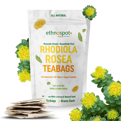 Rhodiola Rosea Teabags, Pure Rhodiola Root Herbal Tea for Natural Energy & Clarity, Adaptogen Tea for Balance and Focus, Vegan & Unsweetened, 100% Natural Ingredients - 2 Gram Teabags - 32 Teabags