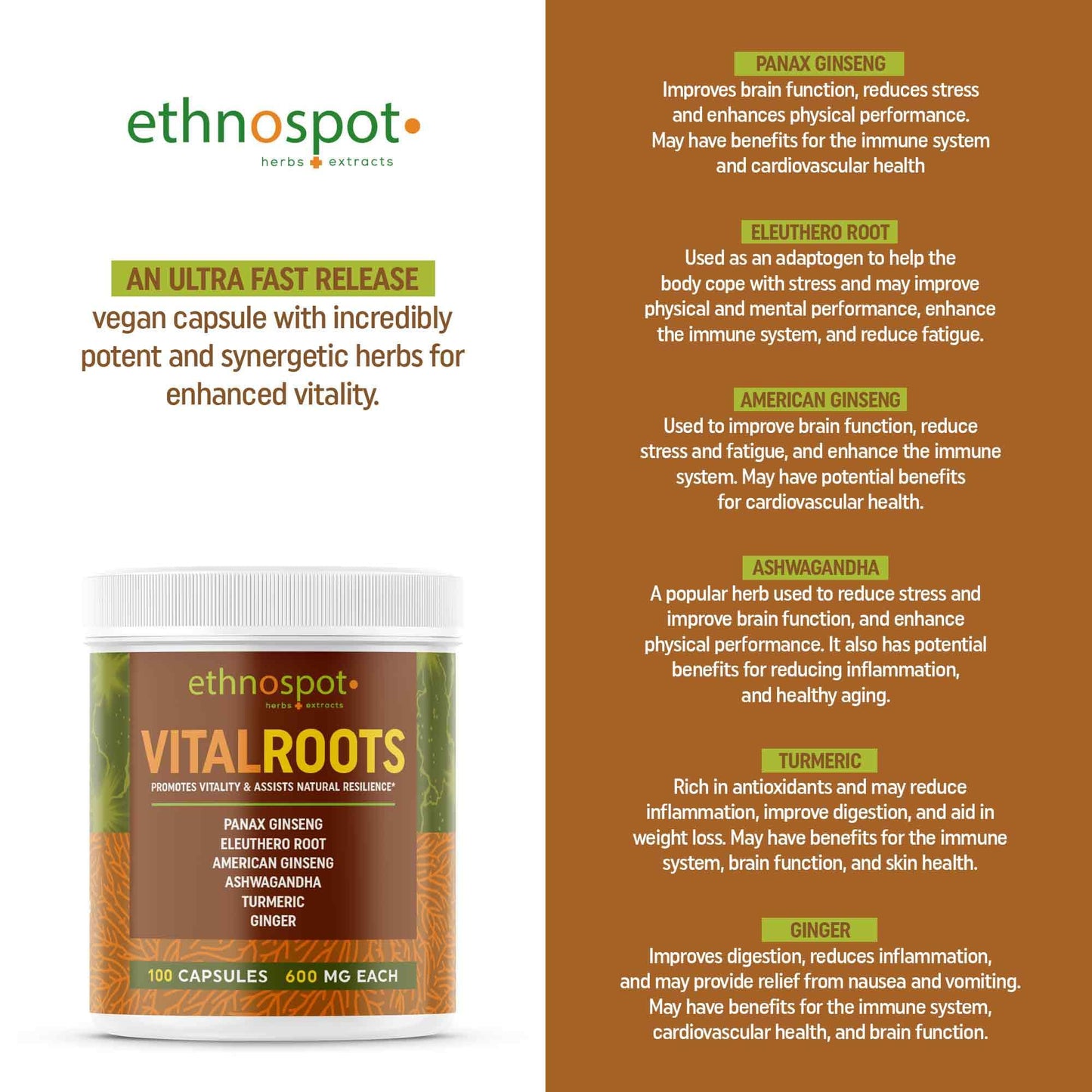 VitalRoots Capsules - Immune Support & Vitality Promoting Herbal Supplement
